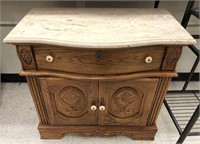 Oak Wash Stand with Marble Like Top