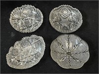 4 Small Cut / Pressed Glass Bowls Average 6"