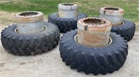 Four 20.8R34 Tractor Tires & Rims, Case