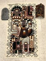 Carved Slate, Wooden Mask and Woven Wall Art