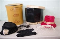 2 Hat Boxes (One is Stetson) & Vintage Hats