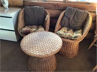 Wicker chairs & table set