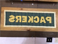 Green Bay Packer Framed yarn wall hanging