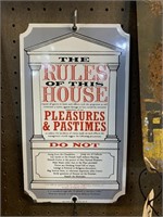 Metal "House Rules" sign