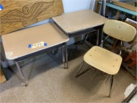 (2) Metal desks & chair