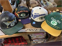 Green Bay Packer leather cap, others