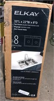 Elkay 33”lx23”wx8”d stainless sink