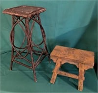 Rustic Twig Stand (18" tall), Small Stool