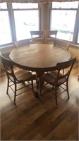 Round Pedestal Claw Foot Table w/ 6 Chairs