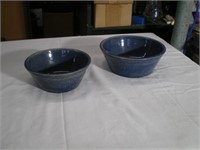 Pottery Bowls, Blue Glaze Windmill