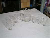 Pitcher & Glasses Etched Glass