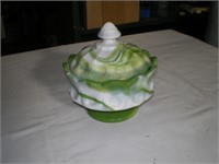 Westmoreland Glass, Green Marbled Candy Dish