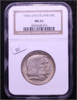 1936 NGC MS65 LONG ISLAND HALF DOLLAR