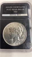 Uncirculated 1923 D Peace Silver Dollar