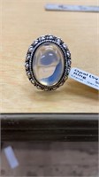 German Silver Ring Opal (Sy) sz 8