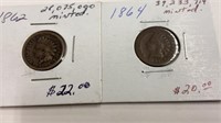 1862 1864 Indian Head Pennies