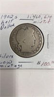 1902 S Barber Half Dollar silver