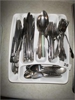 white tray of eating utensils