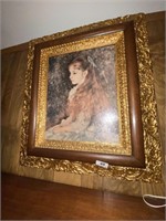 girl painting in golden frame