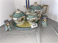 Japanese tea set with tray & S&P shakers