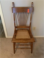 ANTIQUE SPINDLE BACK CHAIR W CANE BOTTOM