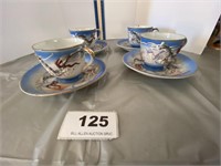 4 Japanese handpainted cups & saucers