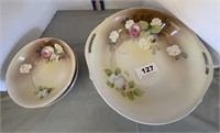 Nipon hand painted serving bowl and 5 bowls