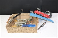 tray lot - air grinder, sander and u bolts