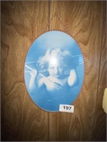 vintage cupid with bow sleeping/awake oval prints