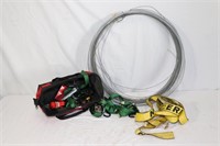 roll of wire, rachet straps, stapler (in bag)