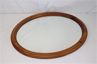 pine framed oval mirror
