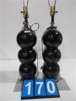 2 ART DECO GLASS BALL LAMPS