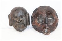 2 African wood carved wall hangings (masks)