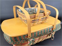 Longaberger Hostess Baskets w/ Liners & Wood Lid