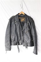 Vintage short leather motorcycle jacket