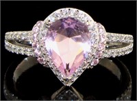 Pear Cut 2.22ct Pink & White Sapphire Ring