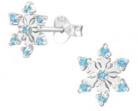 Dazzling Snowflake Aquamarine Stud Earrings