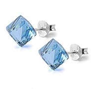 Aquamarine Ice Cube Swarovski Earrings