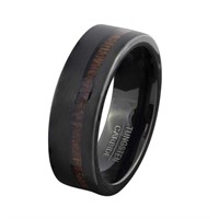 Men's Black Ring With Hawaiian Wood Inlaid