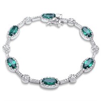 Elegant 13.50ct Oval Emerald Tennis Bracelet