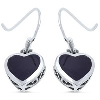 Black Onyx Heart Earrings