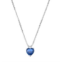 Heart Cut .90ct Blue Sapphire Necklace