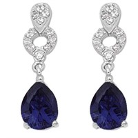 Pear 1.47ct Blue & White Sapphire Earrings