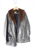 Vintage leather jacket with fur collar