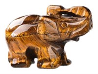 Natural Carved Tigers Eye Elephant Ornament