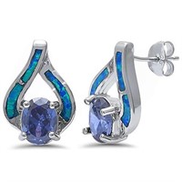 Fashionable 20.5ct Blue Opal Tanzanite Earrings