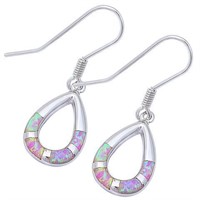 Tear Drop Pink Opal Dangle Earrings