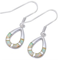 Tear Drop White Opal Dangle Earrings
