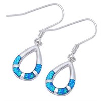 Tear Drop Blue Opal Dangle Earrings