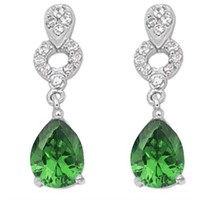 Pear 1.47ct Emerald White Topaz Drop Earrings